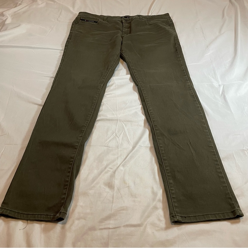 Fried Denim Mens Skinny Jeans Olive Green 36x32 Stretch Cotton Blend Casual‎